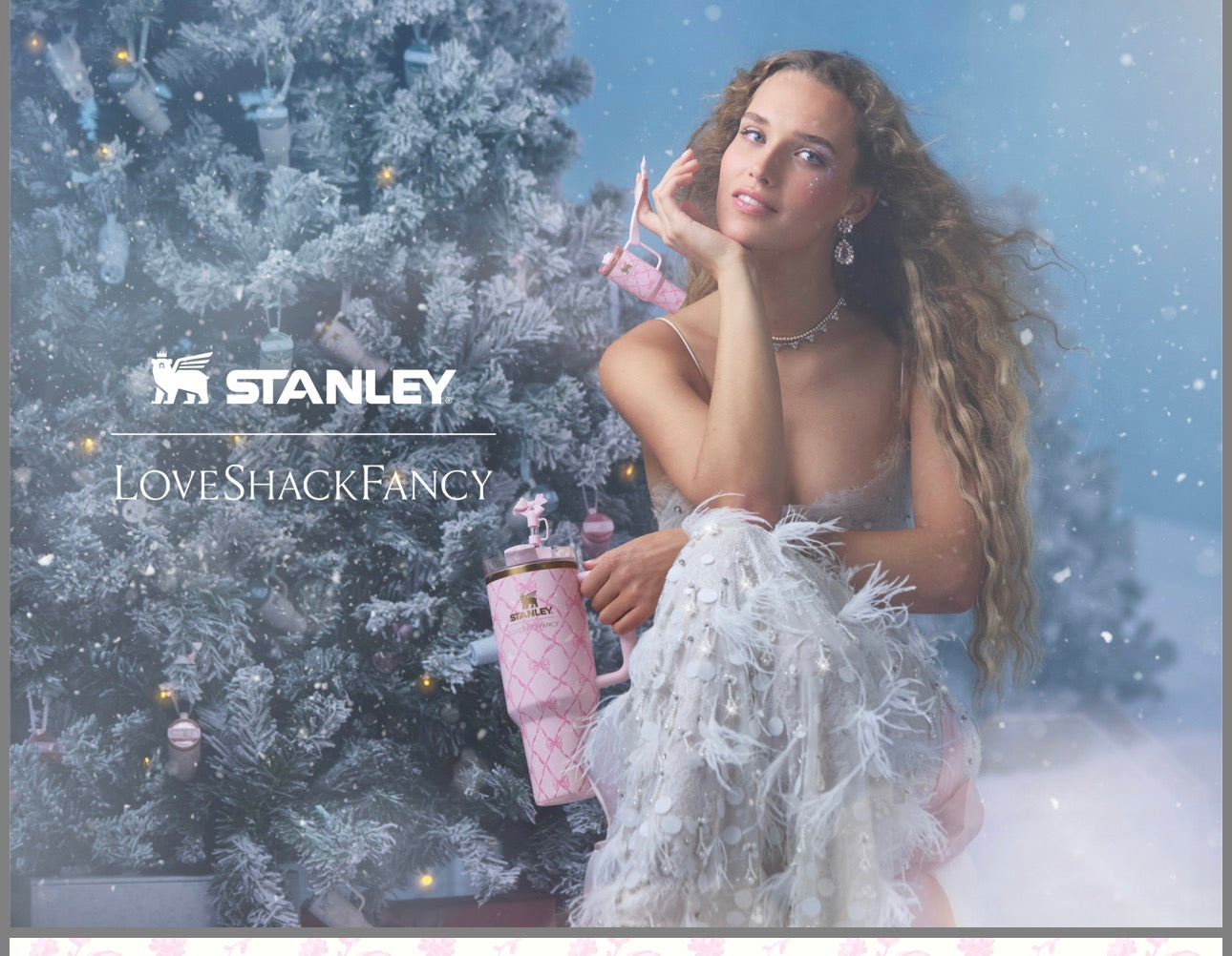 40 oz Stanley LSF Baby Bow Peppermint Tumbler - Pink Bow Design Hydration Mug
