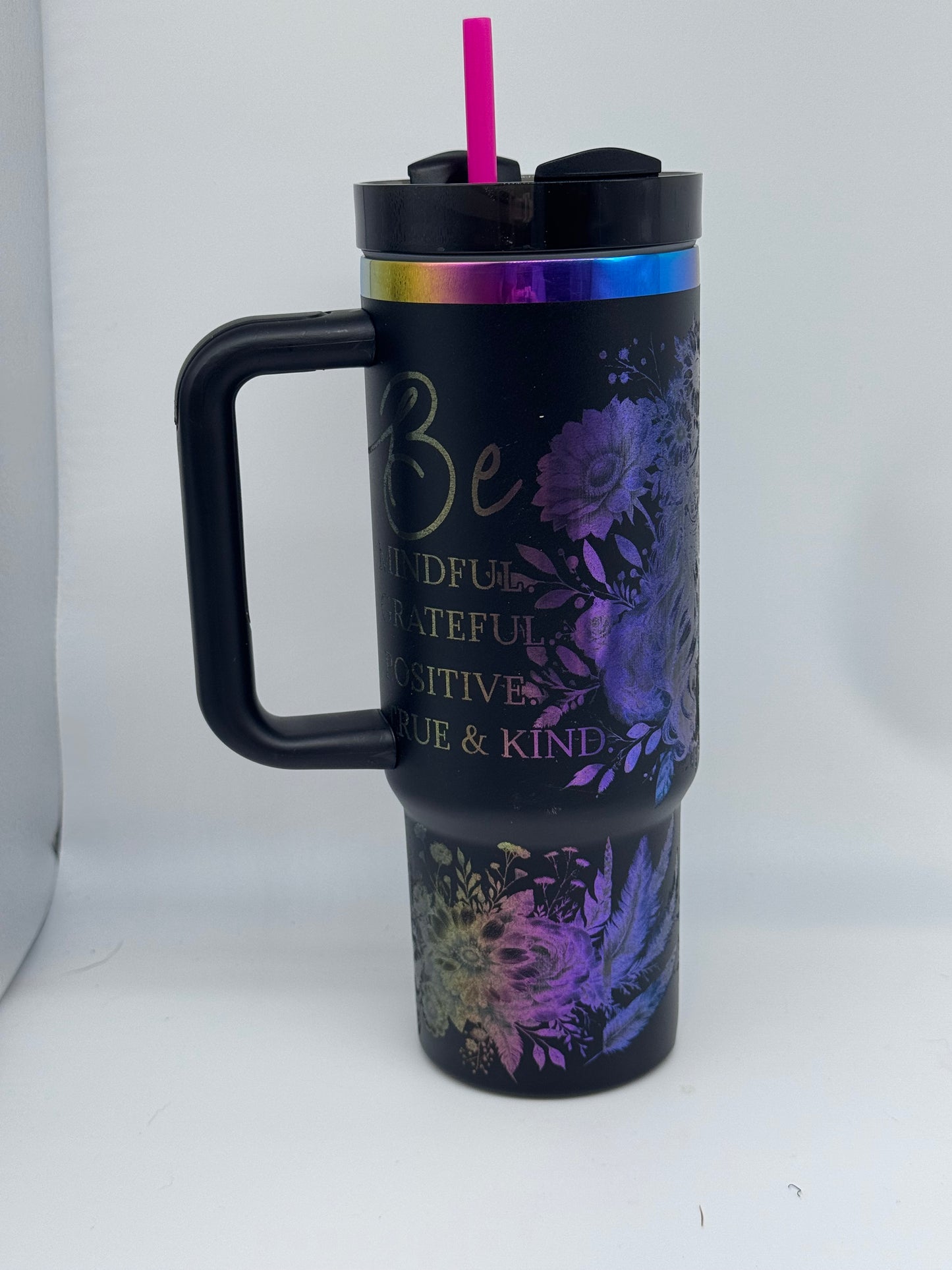 20 oz BE KIND Rainbow Grid Tumbler - Hand-Designed Inspirational Drinkware