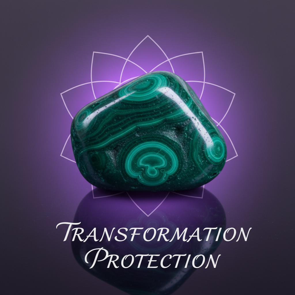 Malachite tumbled stone, vibrant green crystal with natural banding