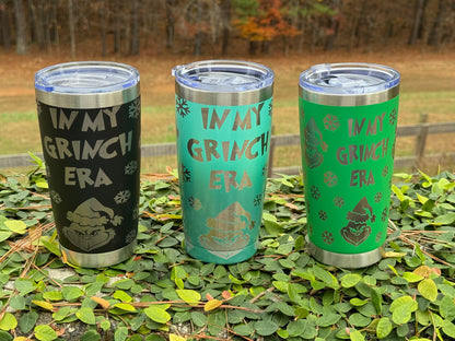 20 oz Grinch Theme Custom Tumbler - Holiday Insulated Drinkware