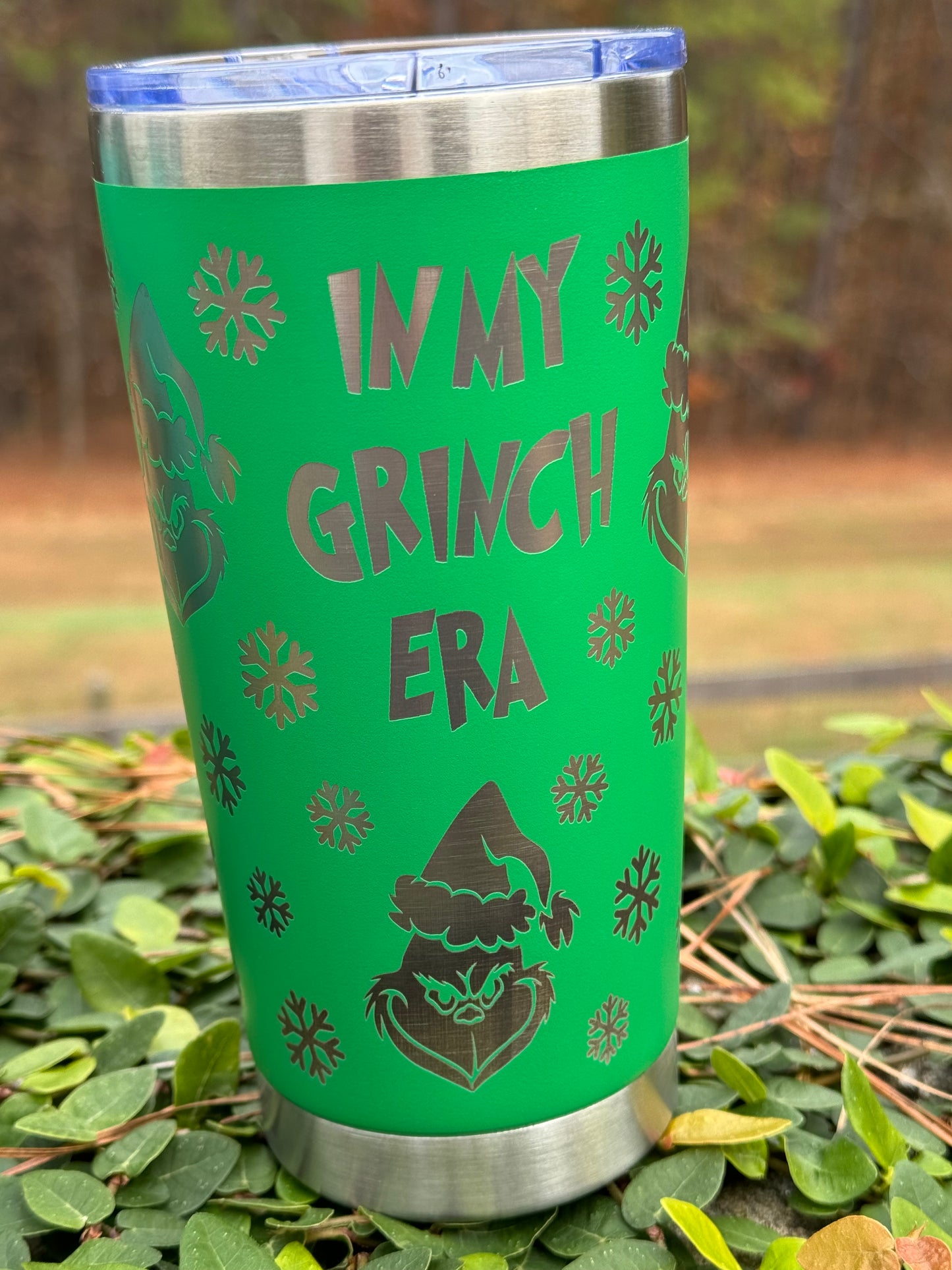 20 oz Grinch Theme Custom Tumbler - Holiday Insulated Drinkware