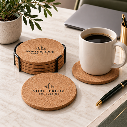 Personalized cork coaster set