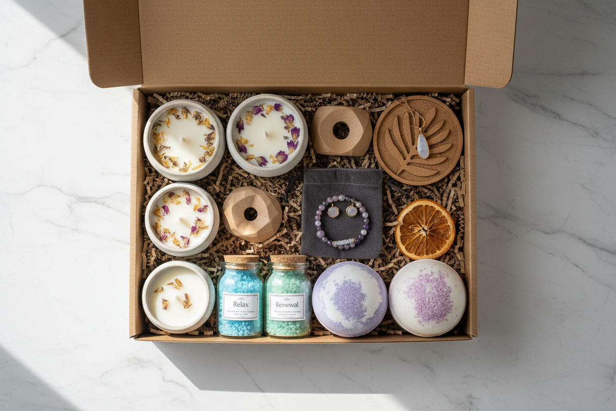 The Pamper & Glow Collection - Flat lay showing all ten items