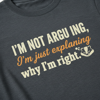 Close-up of funny sarcastic t-shirt showing text design