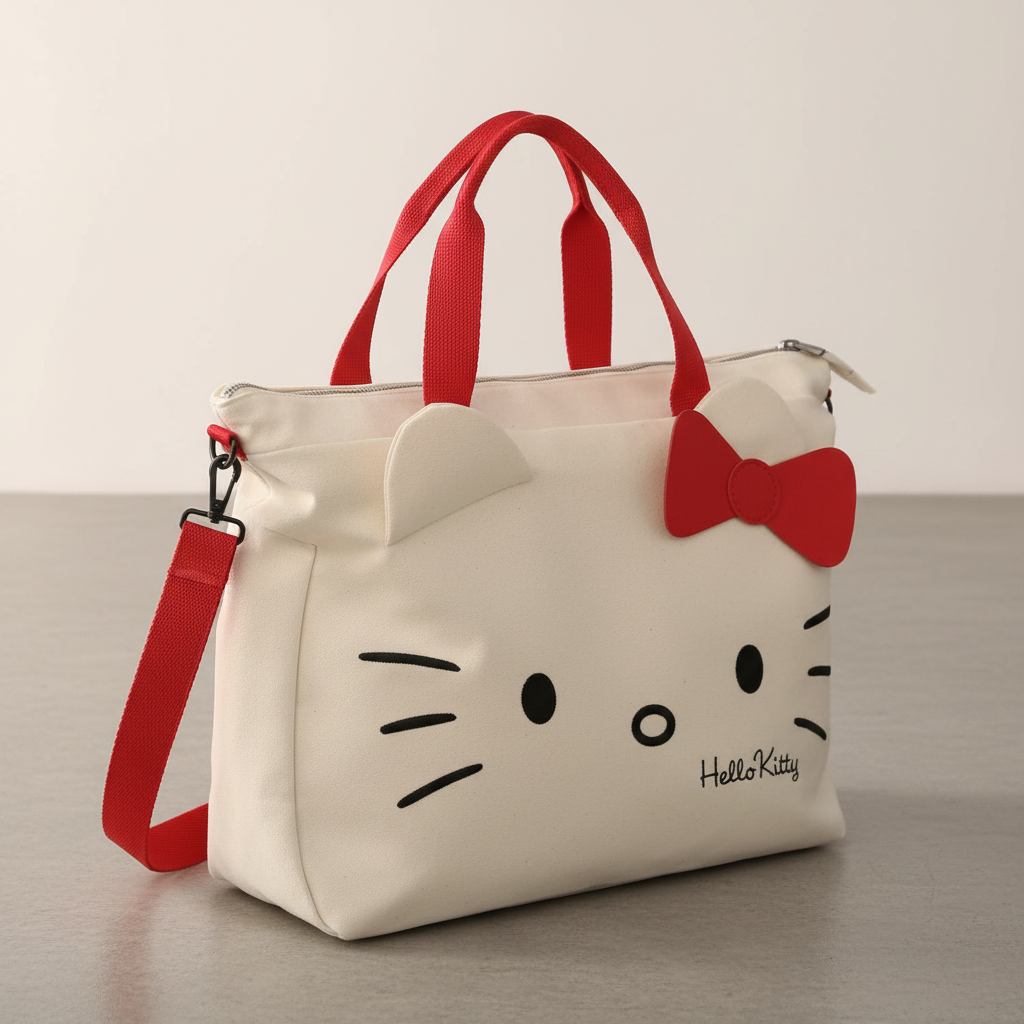 White Hello Kitty bag shown from different angle