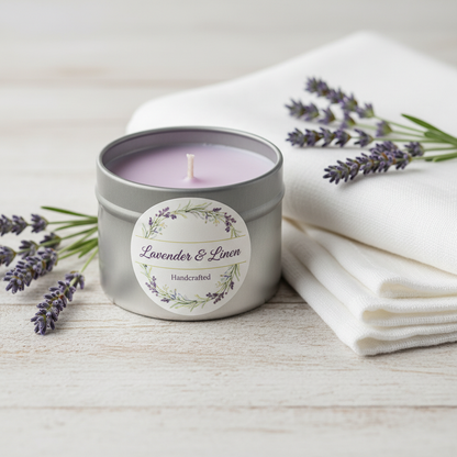 Mini Fresh Linen & Lavender Candle - Detail