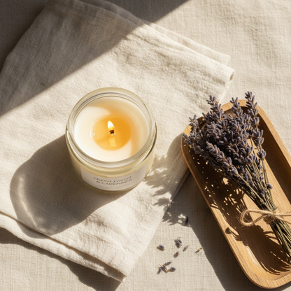 Mini Fresh Linen & Lavender Candle - Lifestyle